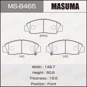 MASUMA MS8465 Колодки торм.передние Honda Jazz 1.2i1.4 02>Stream 1.7i2.0i 01>