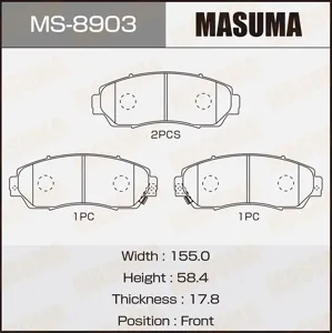 MASUMA MS8903 Колодки торм.передние Chery Tiggo 8 Pro Max Hond CR-V III 07-