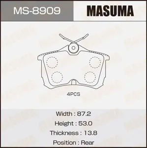 MASUMA MS8909 Колодки дисковые , AN-8110WK, NP8029, P28030 rear (116)