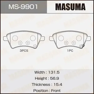 MASUMA MS9901 Колодки торм.передние с антискр. пл. Fiat Sedici, Suzuki SX4 1.5i1.6i 16V1.9 DDiS 06>