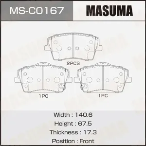 MASUMA MSC0167 Колодки торм.передние Geely Tugella (FY11) 20-