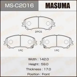 MASUMA MSC2016 Колодки торм.передние Nissan Qashqai 1.62.01.5dCi1.6dCi 13>