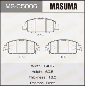 MASUMA MSC5006 Колодки торм.передние Honda Accord all 13>