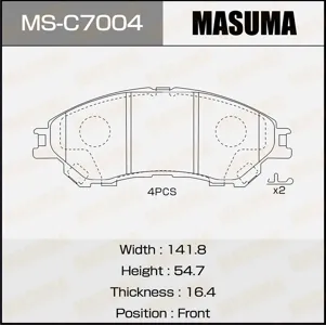 MASUMA MSC7004 Колодки торм.передние MG (SAIC) MG3 0817-> Suzuki ( Changan ) ALIVIO 0115->