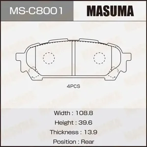 MASUMA MSC8001 Колодки торм.