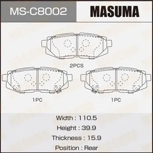 MASUMA MSC8002 Колодки торм.задние