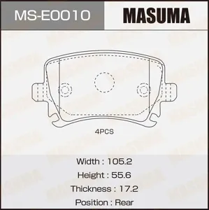 MASUMA MSE0010 Колодки торм.задние Audi A6 05-11