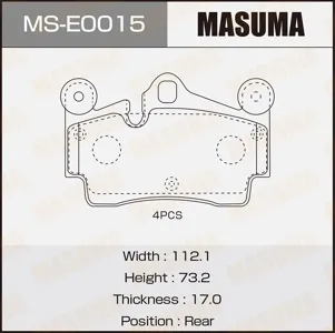 MASUMA MSE0015 Колодки дисковые , P85070 rear (112)