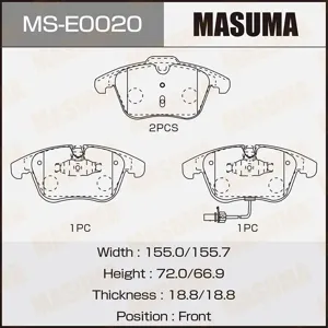 MASUMA MSE0020 Колодки торм.передние с антискрип. пластинами Audi A4A5 1.8TFSi-3.2FSI2.7TDi 07>