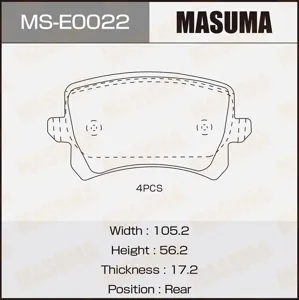 MASUMA MSE0022 Колодки дисковые , P85109 rear (112)