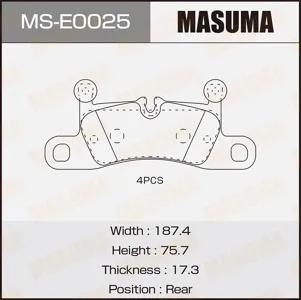 MASUMA MSE0025 Колодки дисковые , P65027 rear (16)