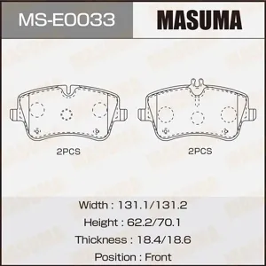MASUMA MSE0033 Колодки торм.передние