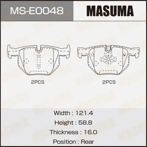 MASUMA MSE0048 Колодки торм.задние с антискр. пл. BMW E60 2.0i-4.5i3.0D 03>