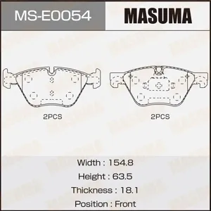 MASUMA MSE0054 Колодки торм.передние BMW F10F11 3.0i2.0D 10>