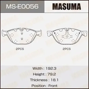MASUMA MSE0056 Колодки торм.передние с антискрип. пл. BMW F01-F04F07F10-F13 3.0i-5.0i2.5D-5.0D 08>