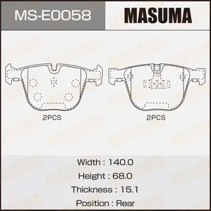 MASUMA MSE0058 Колодки торм.передние с антискр.пл. BMW F01-F04F07F10-F13 3.0i-5.0i2.5D-5.0D 08>