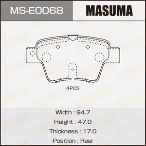 MASUMA MSE0068 Колодки торм.задние
