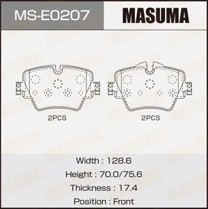 MASUMA MSE0207 Колодки торм.передние BMW 2X1F45F46F48 14>