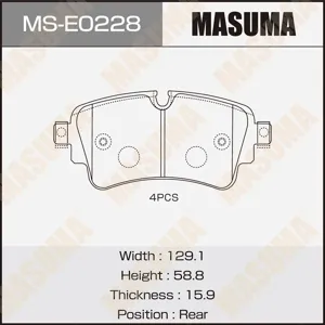 MASUMA MSE0228 Колодки торм. VAG A4A5Q7 Touareg 15- 1.4-3.0