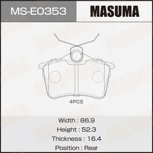 MASUMA MSE0353 Колодки торм.