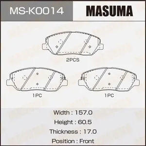 MASUMA MSK0014 Колодки торм.передние Hyundai Santa Fe 2.2CRDi2.7i 05>
