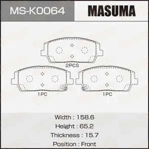 MASUMA MSK0064 Колодки торм.передние Hyundai Santa Fe 2.2-2.4 18> Hyundai Palisade 18->