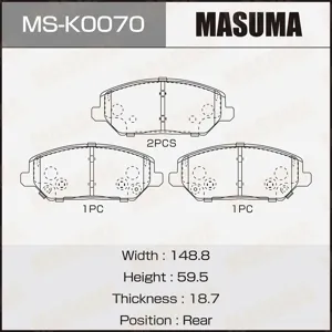MASUMA MSK0070 Колодки торм.передние Hyundai i30 (PD) 1.4MPI 17- Kia Ceed (CD) 18-, Kia Sedona II Hyundai ix55
