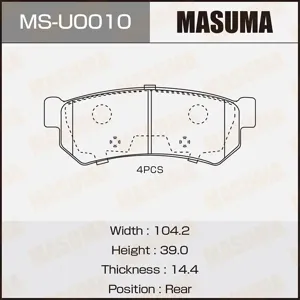 MASUMA MSU0010 Колодки торм.задние