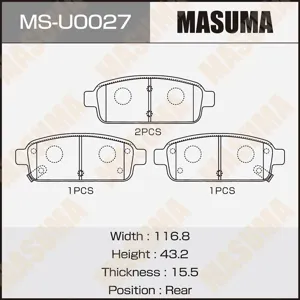 MASUMA MSU0027 Колодки торм.задние