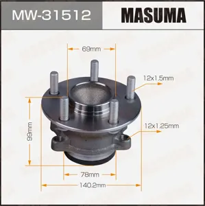 MASUMA MW31512 Ступица с подшипником Mitsubishi OUTLANDERECLIPSE CROSS задн.