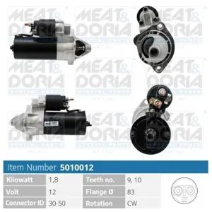 MEAT&DORIA 5010012 Стартер, 12В 1.8кВт