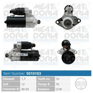MEAT&DORIA 5010103 Стартер, 12В 1.7кВт