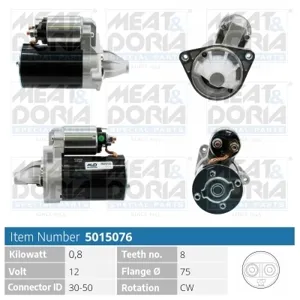 MEAT&DORIA 5015076 Стартер, 12В 0.8кВт