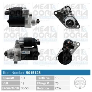 MEAT&DORIA 5015125 Стартер, 12В 1.1кВт