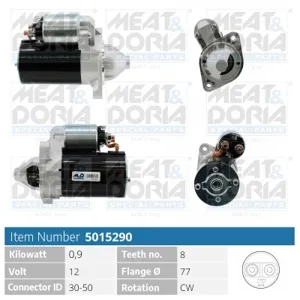 MEAT&DORIA 5015290 Стартер, 12В 0.9кВт
