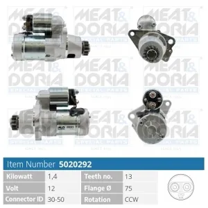MEAT&DORIA 5020292 Стартер, 12В 1.4кВт