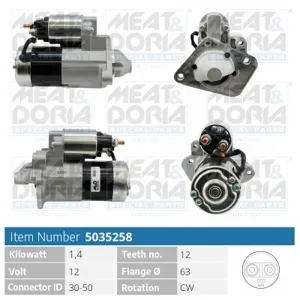 MEAT&DORIA 5035258 Стартер, 12В 1.4кВт