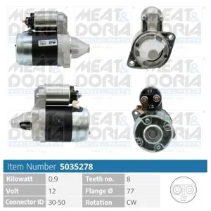 MEAT&DORIA 5035278 Стартер, 12В 0.9кВт