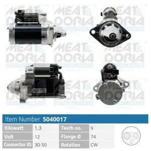 MEAT&DORIA 5040017 Стартер, 12В 1.3кВт