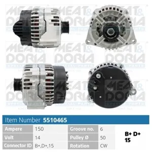 MEAT&DORIA 5510465 Генератор 14V 150A