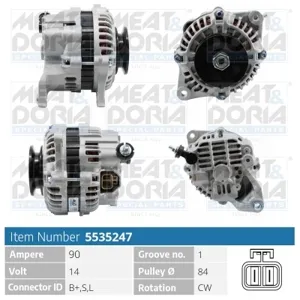 MEAT&DORIA 5535247 Генератор 14V 90A Nissan Almera II X-Trail (T30) 2.2 dCi
