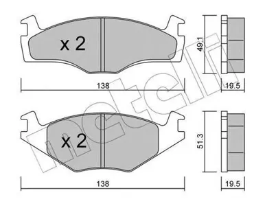 METELLI 2200451 Колодки торм.передние VW Golf IIIII 1.4-1.81.6-1.9TD 83-95 Passat 82-88