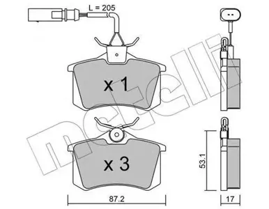 METELLI 2201003 Колодки торм.задние VW Sharan 00> Polo 1.4-1.9TDi 01-03