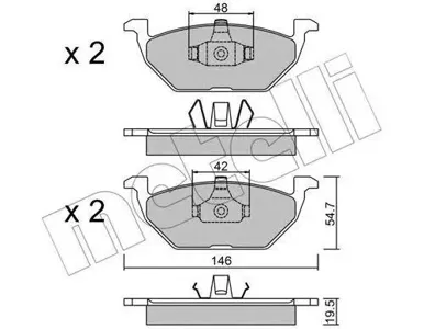 METELLI 2202111 Колодки торм.передние Audi A3 1.6-1.9TD, Skoda Octavia 1.41.6 96>
