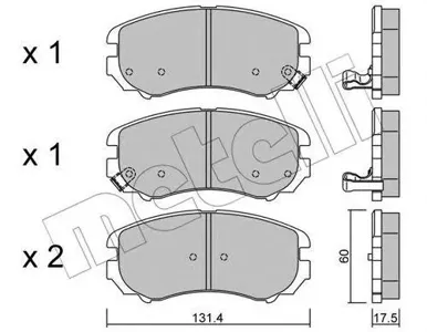 METELLI 2205030 Колодки торм.передние Hyundai Sonata 2.0i2.7 Coupe GK all 01>