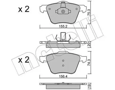 METELLI 2205991 Колодки торм.передние Ford C-Max , Volvo S80XC70 2.4-4.4 06>