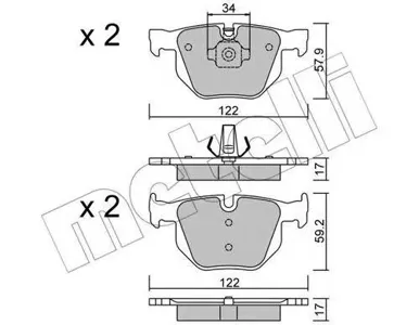 METELLI 2206444 Колодки торм.задние BMW X5 3.0D 07>