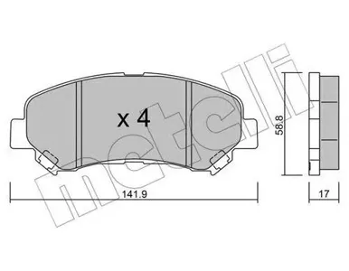 METELLI 2207920 Колодки торм.передние Nissan Qashqai X-Trail 1.6-2.5i1.5-2.0dCi 07>