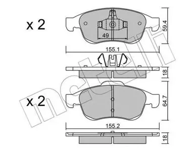 METELLI 2208170 Колодки торм.передние Renault Megane sedan Coupe 08>