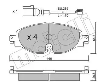 METELLI 2209500K Колодки торм.передние Audi A3, VW Golf VII 1.2TSI-1.8TFSI2.0TDI 12>